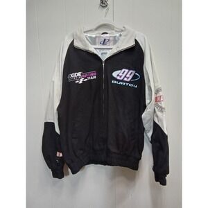 Logo Athletic Jeff Burton #99 Nascar Mens Black/White Zip Up Jacket (Size L)